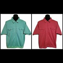 John Blair Jackets & Coats | Lot 2 Vtg 80S John Blair S/S Zip Shirts Jackets Xl | Color: Green/Pink | Size: Xl