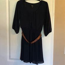 By & By Dresses | 3/4 Sleeve Navy Belted Dress | Color: Blue | Size: S