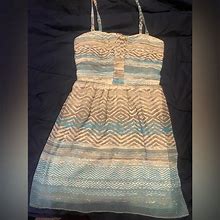 American Eagle Outfitters Dresses | Size Extra Small Spaghetti Strap Dress From American Eagle Outfitters | Color: Blue/Cream | Size: 0