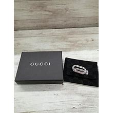 Gucci Money Clip Motif Silver Color Logo Height 5cm Box Storage Bag