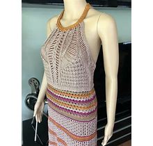 NEW MISSONI Sexy Halter Crochet Metallic Knit Dress