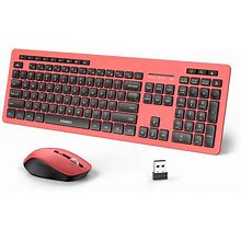 Seenda Wireless Keyboard And Mouse Combo, Full Size 2.4Ghz Wireless Quiet USB Keyboard Mouse, Cute Wireless Keyboard Mouse Set For Windows Laptop