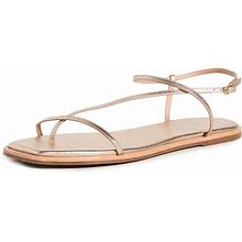 KAANAS Alayta Square Toe Naked Sandals | Gold/Metallic | Size 8 | Shopbop