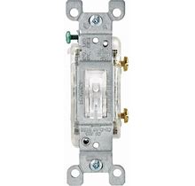 Leviton Residential Grade 15A Illuminated Toggle Single Pole Switch, Clear