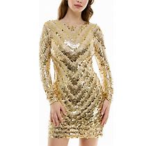 B Darlin Juniors' Sequined Bodycon Dress - Gold - Size 1/2