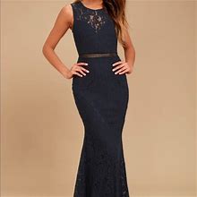 Lulu's Dresses | Lulus Music Of The Heart Navy Lace Maxi Dress | Color: Blue | Size: Xs