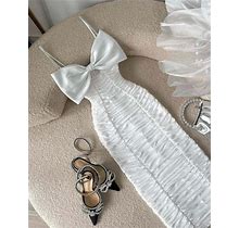 Petite Snowflake Elegance White Bow Dress