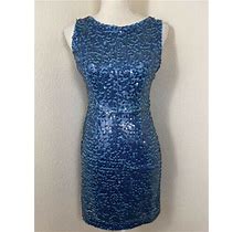 Marc Jacobs Womens Size 2 Blue Sequin Sparkly Sheath Short Dress Zip