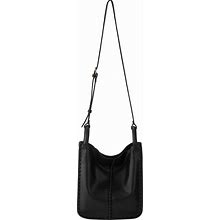 The Sak Los Feliz Crossbody Bag In Leather, Lined Purse With Single Adjustable Shoulder Strap, Black