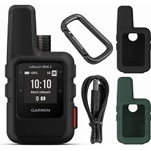 Garmin Inreach Mini 2 Lightweight And Compact Satellite Communicator, Hiking Handheld, Black With Wearable4u 2 Pack Cases Black/Khaki Bundle