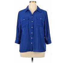 Kim Rogers 3/4 Sleeve Blouse: Blue Tops - Women's Size X-Large