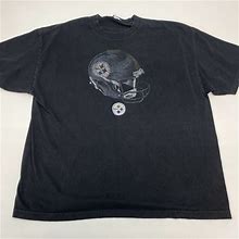 NFL Steelers T Shirt Men's 2XL XXL Short Sleeve Black Crew Neck 100% Cotton G48