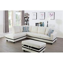 White/Black Sectional - Andover Mills™ Engelhardt 103.5" Wide Faux Leather Sofa & Chaise W/ Ottoman Faux Leather | 103.5 W In | Wayfair