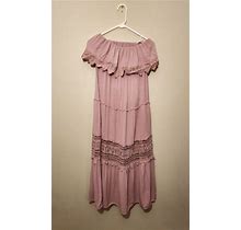 Forever 21 Pink Strapless Crochet Long Dress Women's Medium