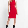 Express Dresses | New Express Womens Red Fitted Dress High Neck Stretch Sleeveless Size Xs Fitted | Color: Red | Size: Xs