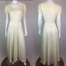 Vintage Dresses | Vintage Rhinestone Embellished Spiral Maxi Dress | Color: White | Size: M