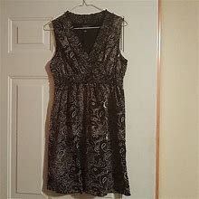 Sonoma Dresses | Brown/Black Paisley Dress Size Petite Medium. | Color: Black/Brown | Size: Mp