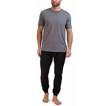 Hanes Mens Crew Neck Short Sleeve 2-Pc. Pant Pajama Set | Black | Regular Medium | Pajama Sets Pant Pajama Sets | Easy Care|Button Fly|Tag Free