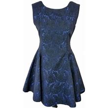 Aqua Dress Women's Juniors M Blue Black Lace Mini A Line Sleeveless