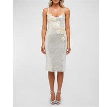 Helsi Diana Floral Applique Sequin Midi Dress, Cream, Women's, XL, Cocktail & Party Wedding Guest Dresses Sequined Dresses