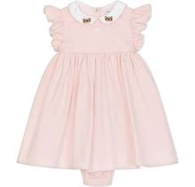 Dolce & Gabbana Kids - Baby Leopard Embroidered Poplin Dress - Kids - Cotton - 12-18 - Pink