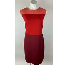 Talbots Red Coral Colorblock Ponte Sheath Stretch Dress 12 Excellent