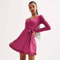Juniors' SO® Wrap Ruffle Hem Dress, Girl's, Size: XXL, Dark Pink