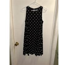 Ralph Lauren Dress Size 8 Black W/White Polka Dots Sleeveless