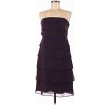 Ann Taylor Casual Dress - A-Line Strapless Sleeveless: Purple Print Dresses - Women's Size 8
