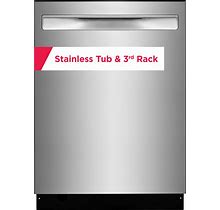 Frigidaire Stainless Steel Tub Top Control 24-In Built-In Dishwasher With Third Rack (Stainless Steel) ENERGY STAR, 49-Dba | FDSP4501AS