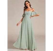 Ever-Pretty Sweetheart Spaghetti Strap Chiffon A-Line Wedding Guest Dress With Knot