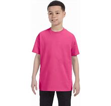 Hanes 54500 Youth Authentic-T T-Shirt In Wow Pink Size XS | Cotton 5450