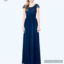 Glow Dress Dresses | Glow Dress Short Sleeves Lace Bodice Long Dress | Color: Blue | Size: Various