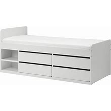 IKEA - SLAKT Bed Frame W/Storage+Slatted Bedbase, White, Twin