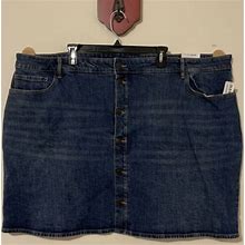 Old Navy Womens Size 28 Plus Blue Denim High-Rise Stretchy Skirt A4220
