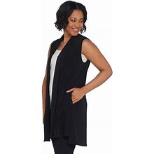 Every Day By Susan Graver Liquid Knit Open Front Vest Black Size S A310086