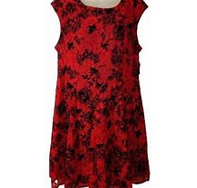 Danny & Nicole Danny And Nicole Red Black Floral Lace Swing Dress - New Women | Color: Red | Size: XL