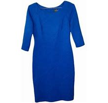 Pre-Owned Taylor 10 Blue Textured 3/4 Sleeve Sheath Dress Women