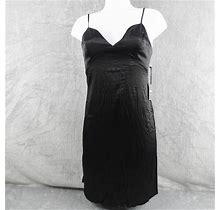 Forever 21 Womens Dress Small Black Satin Sheath LBD Strappy Evening NEW