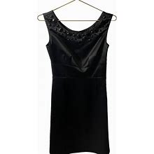 Loft Dresses | Ann Taylor Loft Black Satin Beaded Sleeveless Dress Size 0 Nwot | Color: Black | Size: 0