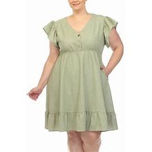 White Mark Short Sleeve Empire Waist Dress Plus | Green | Plus 3X | Dresses Empire Waist Dresses