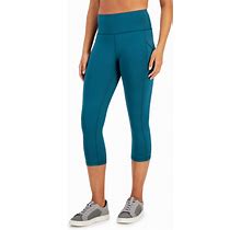 Id Ideology Women's Compression High-Rise Side-Pocket Cropped Leggings, Created For Macy's - Pacific - Size S