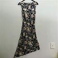 Asymmetric Floral Silk Dress | Color: Blue/White | Size: 4