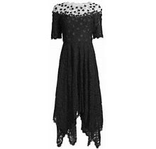 Shani Women's Floral Applique Lace A-Line Dress - Black White - Size 2