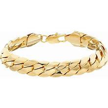 Men's 14K Gold Plated Cuban Chain Bracelet, Size: 8.5", Yellow
