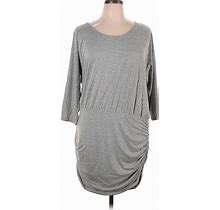 Venus Casual Dress - Dropwaist Scoop Neck 3/4 Sleeves: Gray Dresses - Women's Size 1X