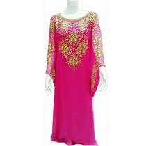 Pink Hand Embroidery Georgette Kaftan Dress At Lowest Price By Mehreen