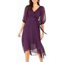 Ny Collection Crinkle Chiffon Faux-Wrap Dress Petites