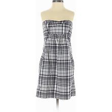 American Eagle Outfitters Casual Dress - Popover Strapless Strapless: Gray Plaid Dresses - Women's Size 0