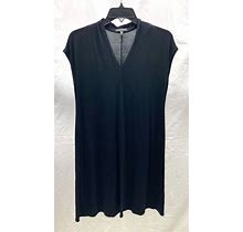 Eileen Fisher Black Jersey Sleeveless Sheath Dress PM Petite Medium
